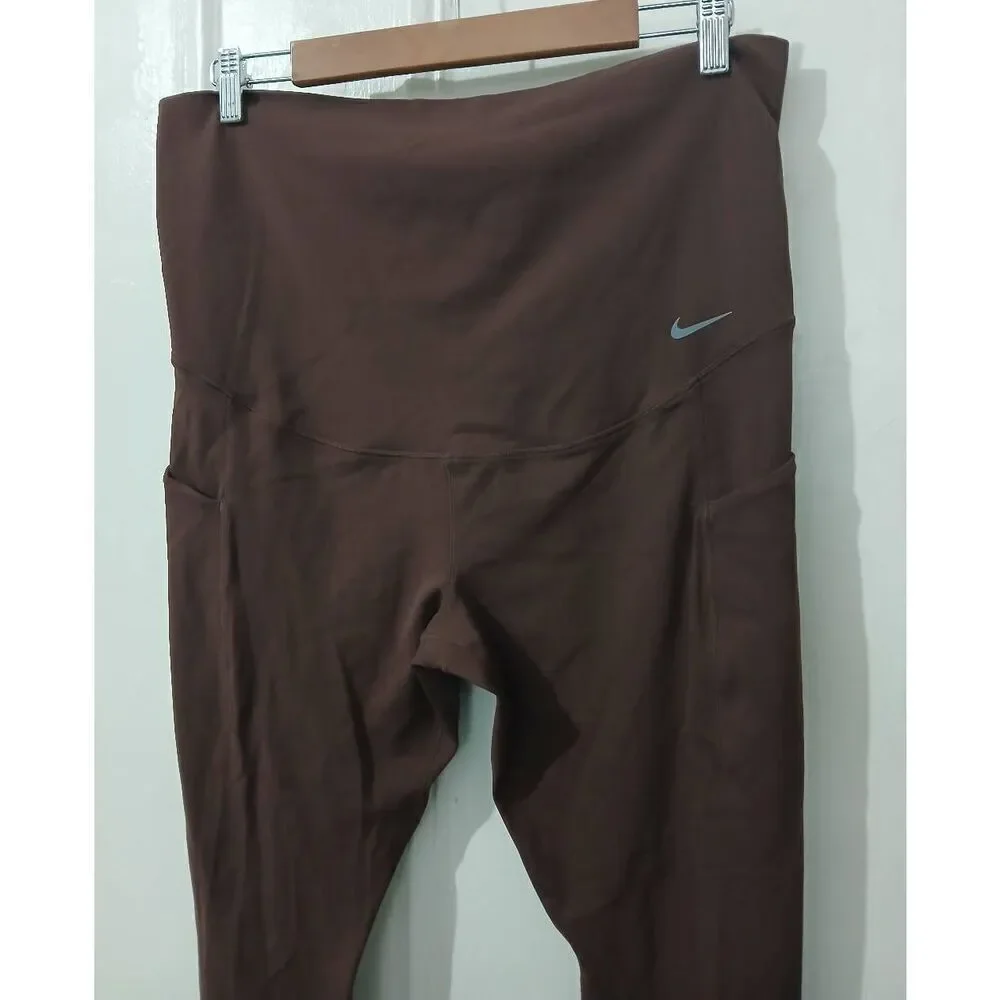 Nike Womens large RUSSET BROWN hi waist FULL COVERAGE FULL LENGTH leggings